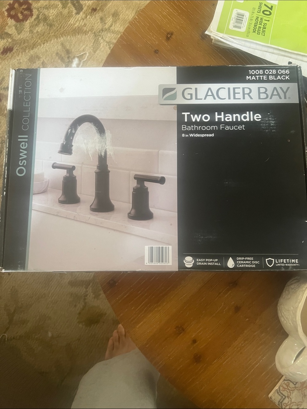 GLacier Bay oswell collection. Matte Black Two-Handle Bathroom Faucet